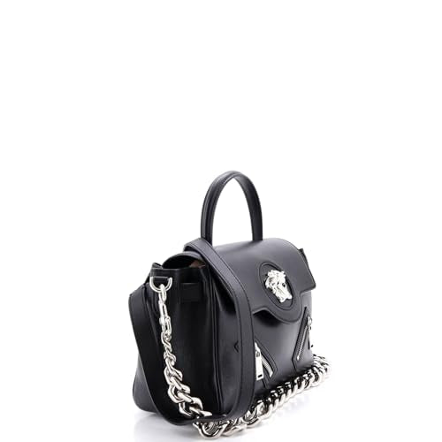 Versace La Medusa Top Handle Bag Leather with Zipper Detail Medium