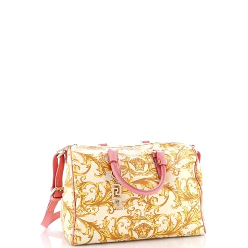 Versace Convertible Boston Bag Printed Coated Canvas and Leather Medium