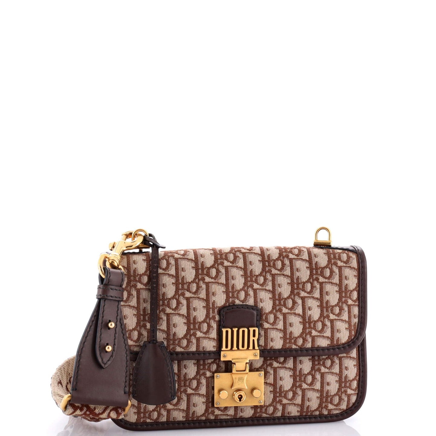 Christian Dior Addict Flap Bag with Strap Oblique Canvas Medium