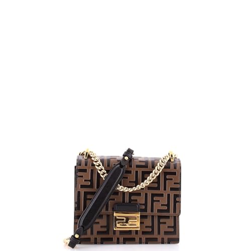 Fendi Kan U Shoulder Bag Zucca Embossed Leather Small
