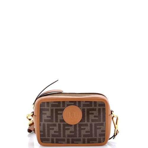 Fendi FF Logo Stamp Camera Bag Zucca Coated Canvas Small