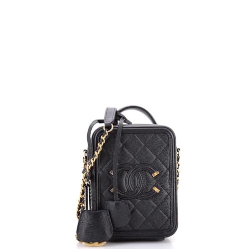 Chanel Filigree Vertical Vanity Case Quilted Caviar