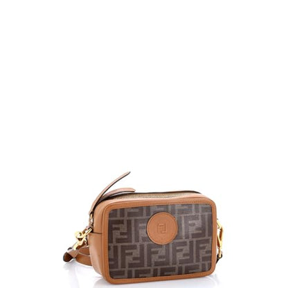 Fendi FF Logo Stamp Camera Bag Zucca Coated Canvas Small