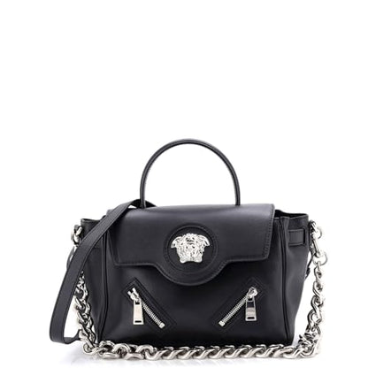Versace La Medusa Top Handle Bag Leather with Zipper Detail Medium