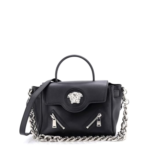 Versace La Medusa Top Handle Bag Leather with Zipper Detail Medium