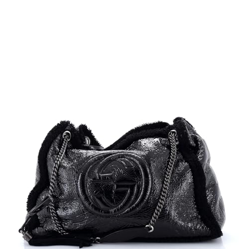 Gucci Soho Chain Strap Shoulder Bag Patent and Shearling Large