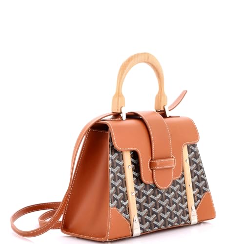 Goyard Saigon Top Handle Bag Coated Canvas with Leather PM