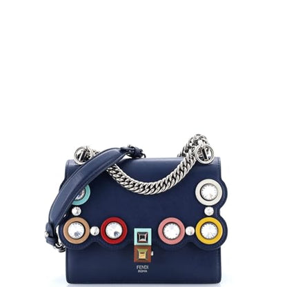 Fendi Eyelet Kan I Bag Leather with Crystals Small