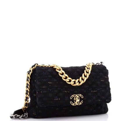 Chanel 19 Flap Bag Quilted Tweed and Ribbon Large