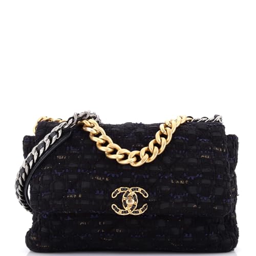 Chanel 19 Flap Bag Quilted Tweed and Ribbon Large