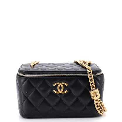 Chanel All Slide Long Vanity Case with Chain Quilted Lambskin Small