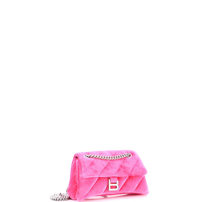 Balenciaga Crush Chain Flap Bag Quilted Velvet
