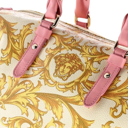 Versace Convertible Boston Bag Printed Coated Canvas and Leather Medium