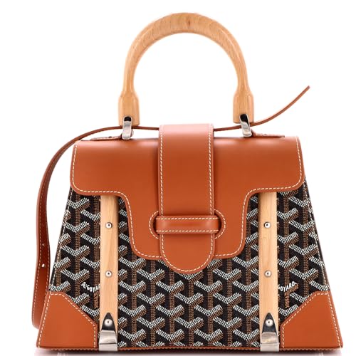 Goyard Saigon Top Handle Bag Coated Canvas with Leather PM