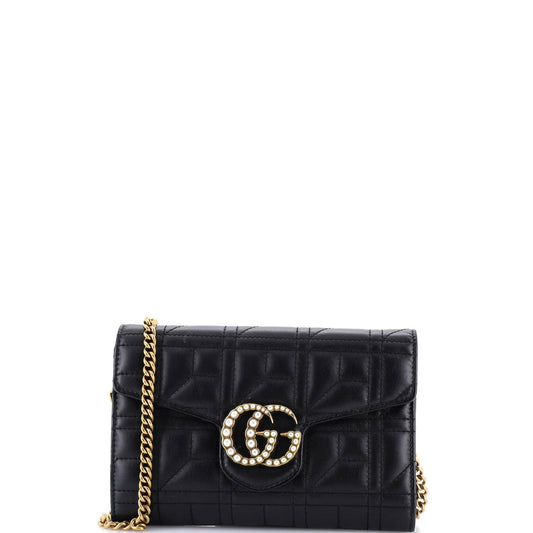 Gucci Pearly GG Marmont Chain Wallet Matelasse