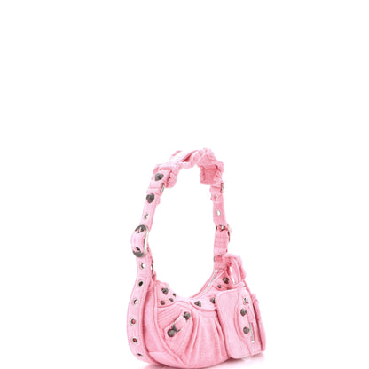 Balenciaga Le Cagole Giant Studs Shoulder Bag Terry Cloth XS