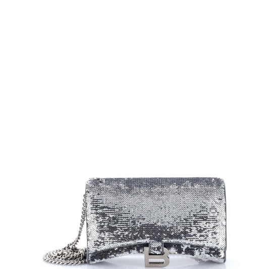 Balenciaga Hourglass Chain Wallet Leather with Sequins