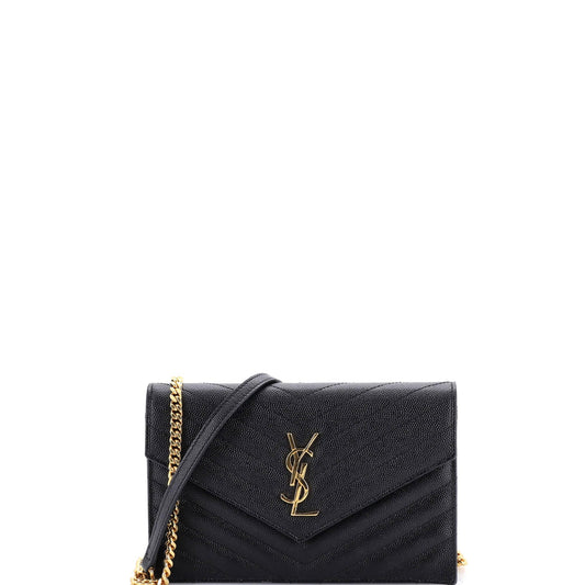 YSL Classic Monogram Wallet on Chain Matelasse Chevron