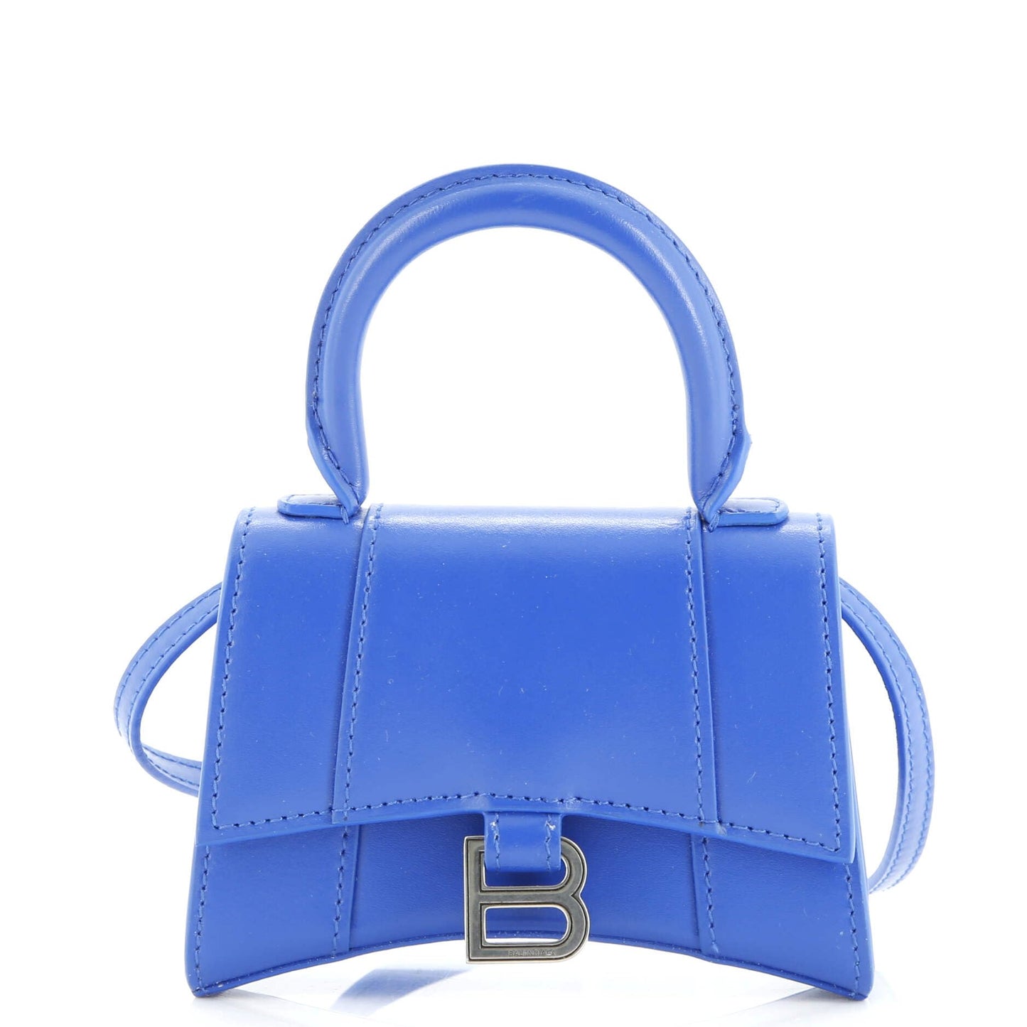 Balenciaga, Pre-Loved Hourglass Chain Top Handle Bag Leather Mini, Blue