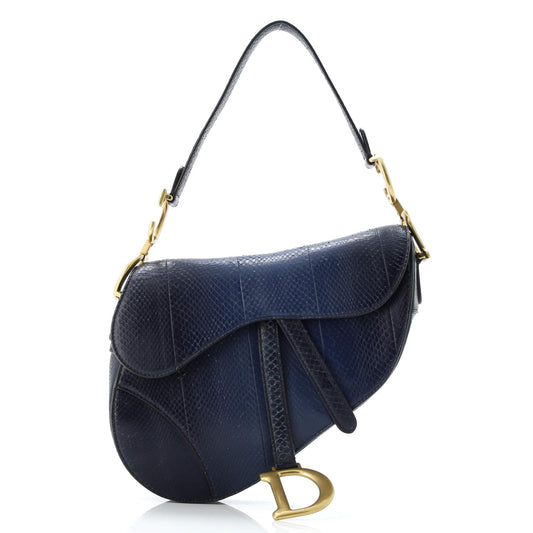 Christian Dior Saddle Handbag Python Medium