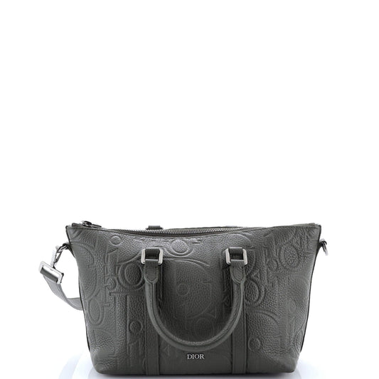 Christian Dior Weekender Convertible Tote Maxi Oblique Embossed Leather 25