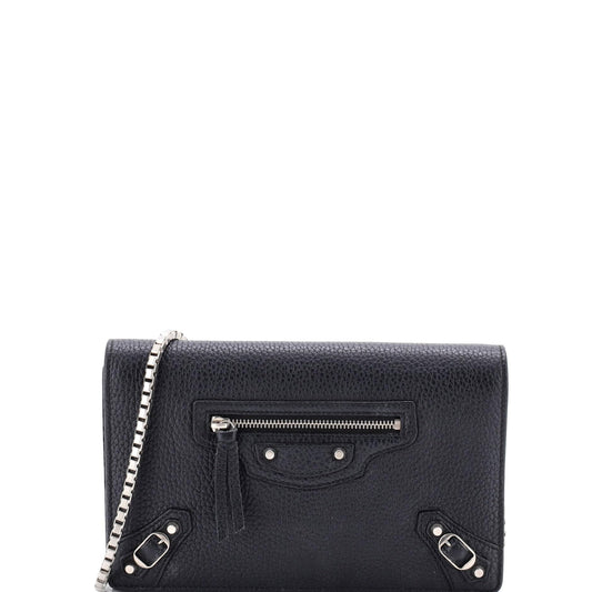 Balenciaga City Classic Studs Wallet on Chain Leather Small