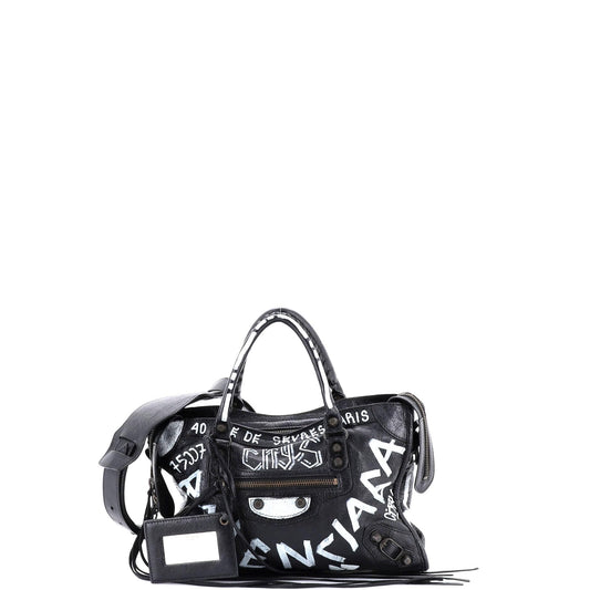 Balenciaga City Graffiti Classic Studs Bag Leather Small