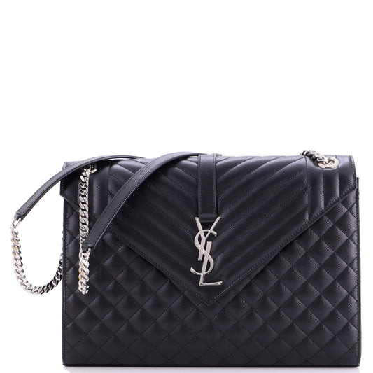 Saint Laurent YSL Monogram Envelope Satchel Mixed Matelasse