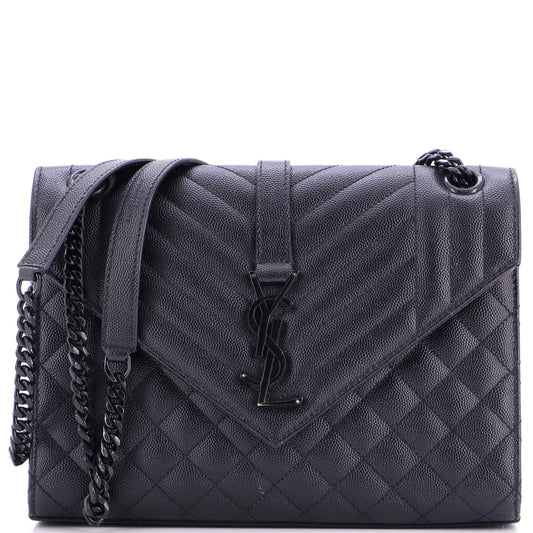 Yves Saint Laurent Classic Monogram Envelope Satchel Mixed Matelasse