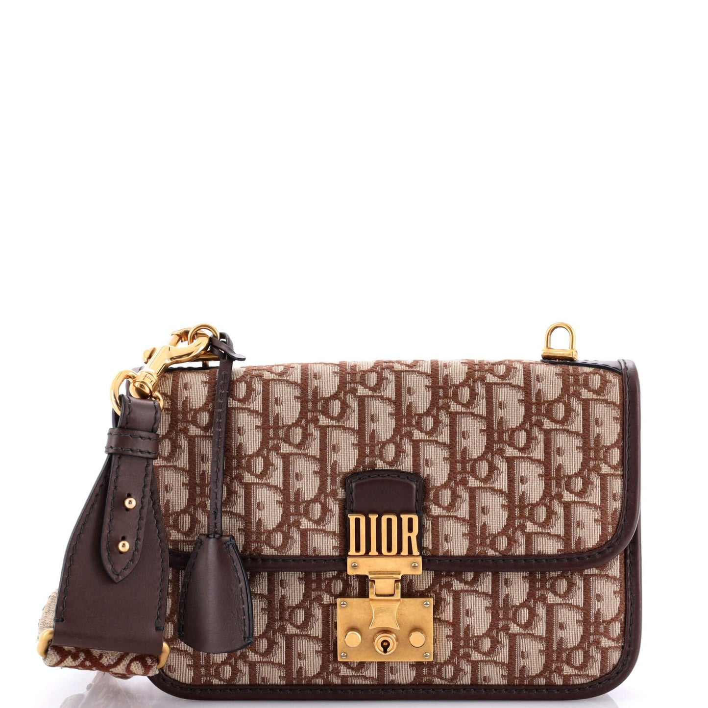 Christian Dior Addict Flap Bag with Strap Oblique Canvas Medium